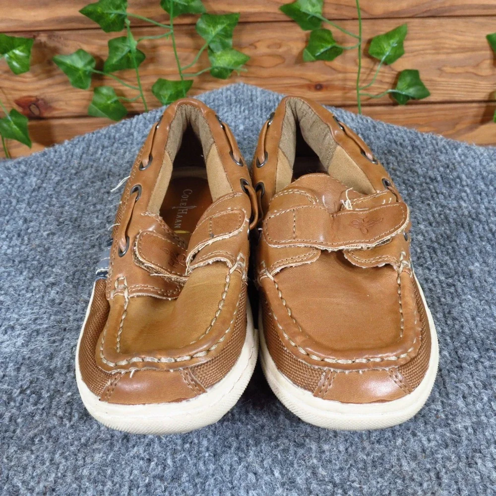 Cole‎ Haan Lil Cail Toddler Boy Boat Shoe Size 11C Casual Loafer Tan Leather